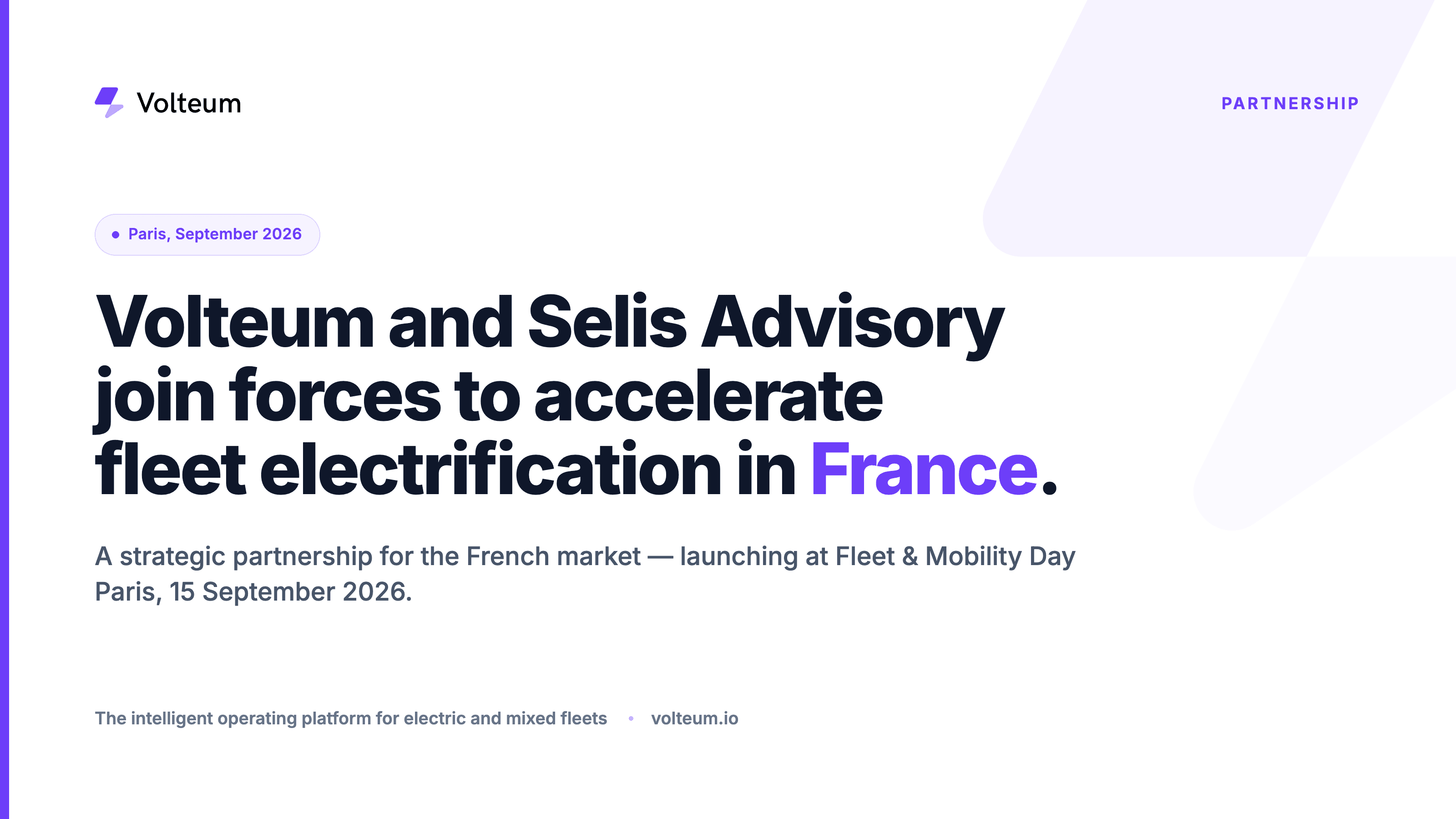Volteum and Selis Advisory Partner to Accelerate Fleet Electrification in France